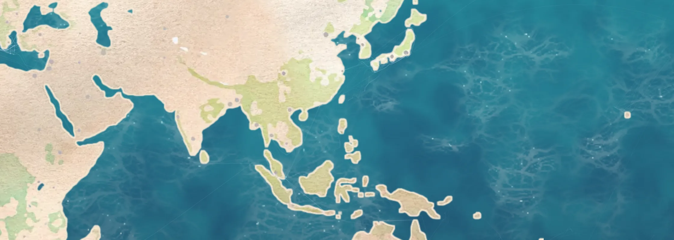 Watercolor chart of Asia cruise ports
