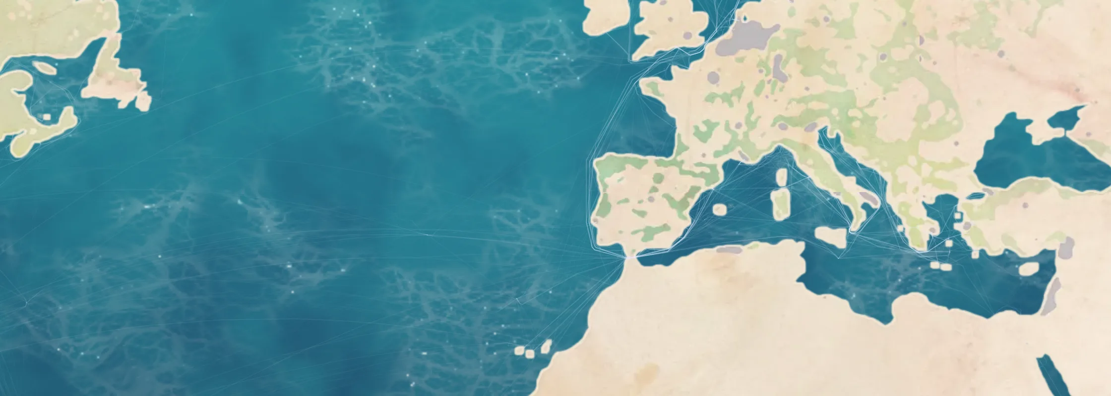 Watercolor chart of Atlantic Coast & Islands cruise ports