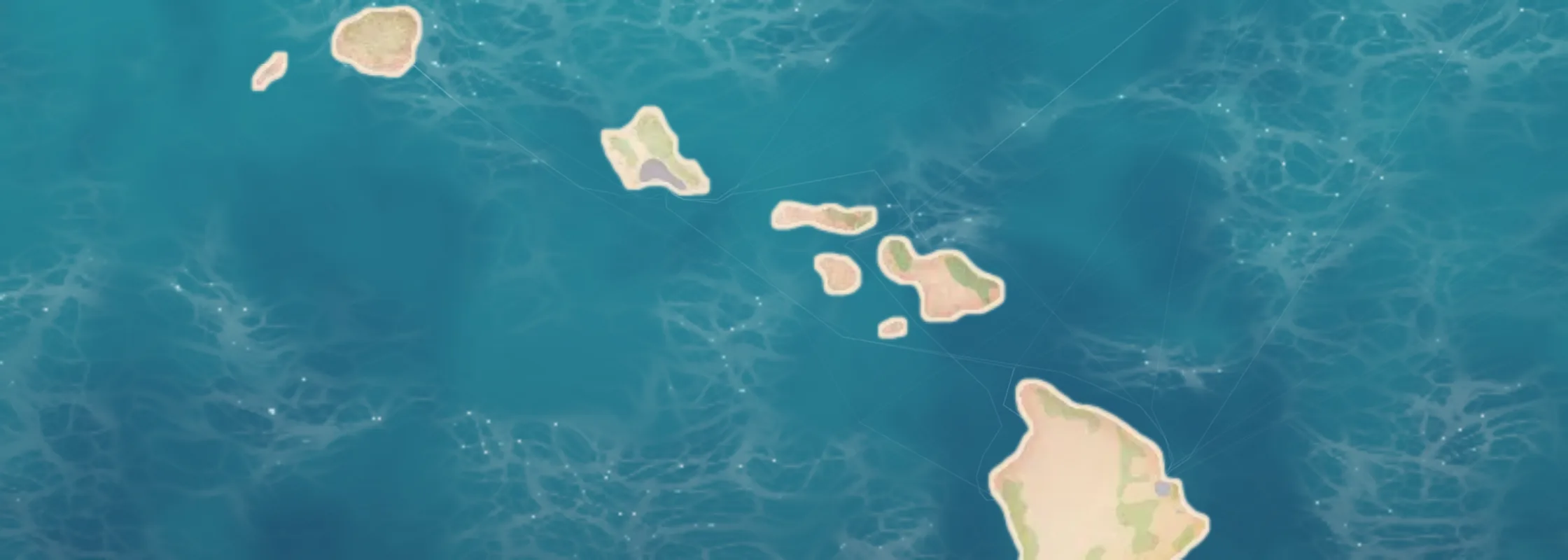 Watercolor chart of Hawaii cruise ports