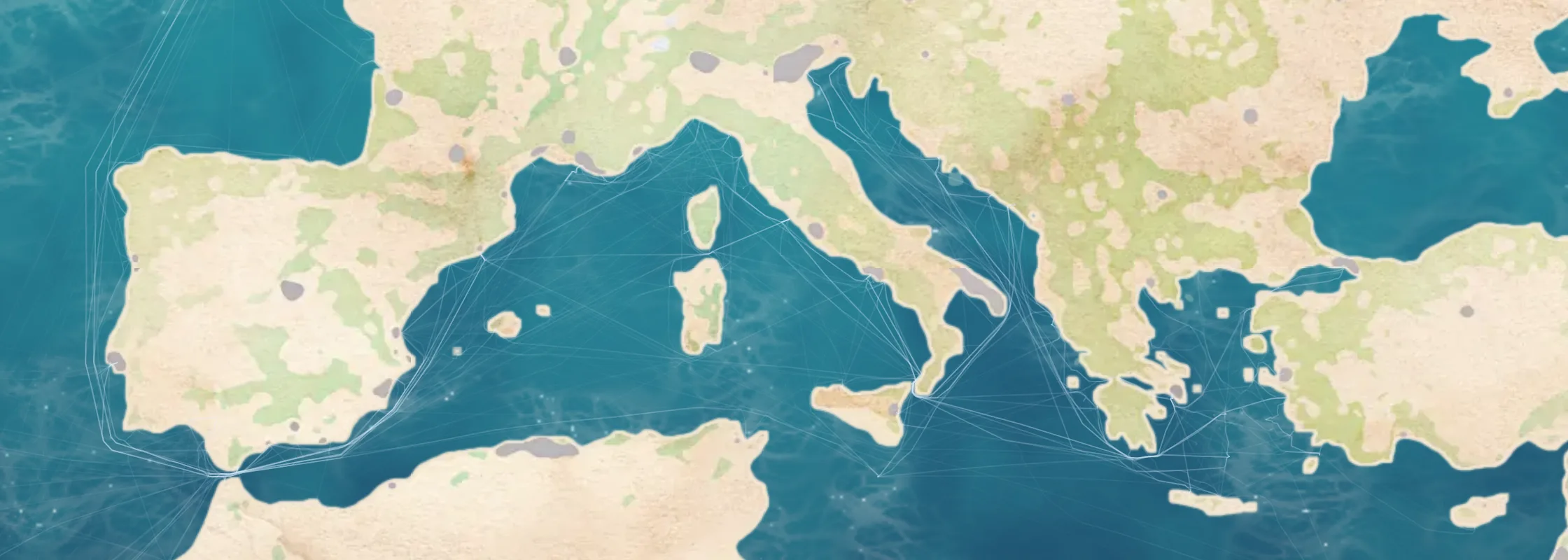 Watercolor chart of Mediterranean cruise ports