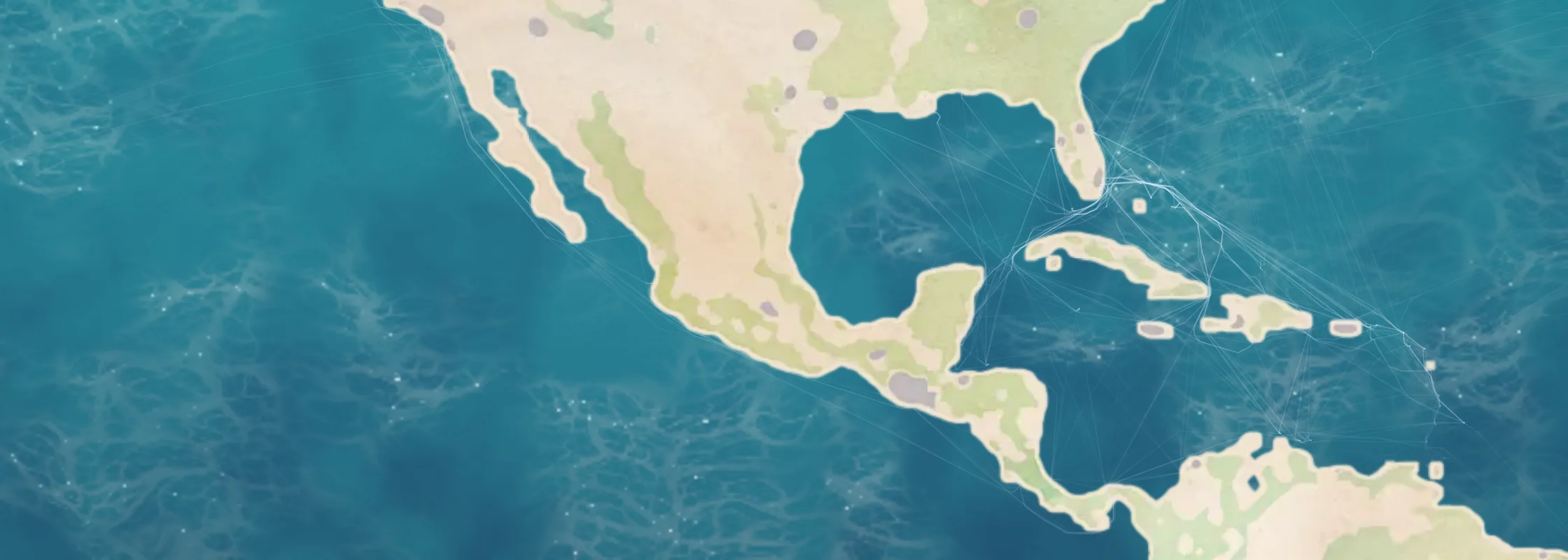 Watercolor chart of Mexico & Central America cruise ports