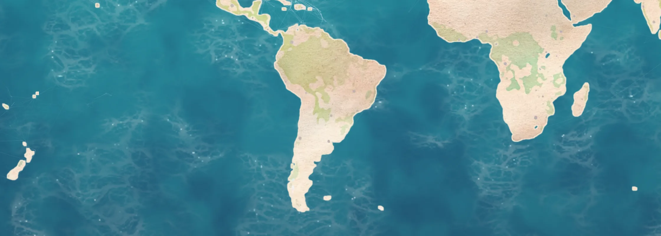 Watercolor chart of South America cruise ports